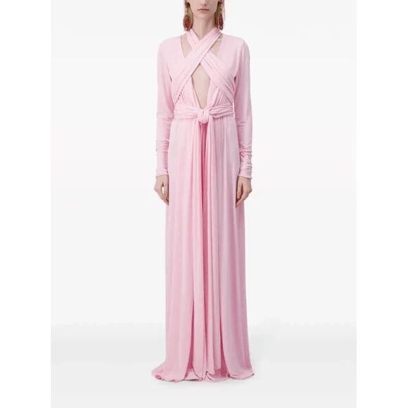 Giambattista Valli Pink Draped Cashmere-Silk Blend Gown Size IT44/US8 $3300 - Picture 1 of 13